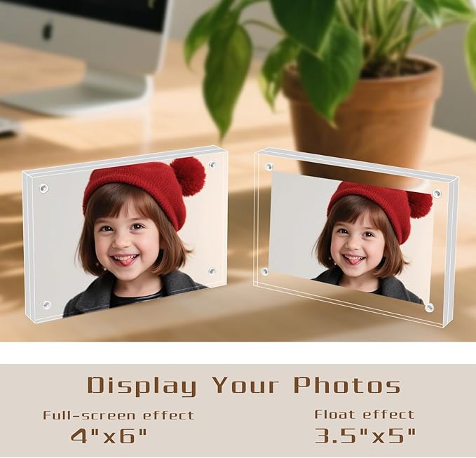 4×6 Acrylic Photo Frames 3 Pack, 10mm+10mm Thick Magnetic Double Sided - Image 4