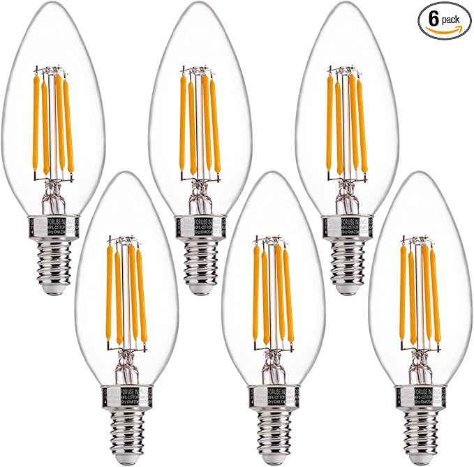 FLSNT 60W Equivalent LED Chandelier Light Bulbs, E12 Base, 2700K Soft White by FLSNT
