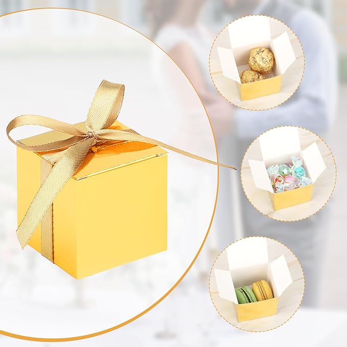 EUSOAR Small Gift Boxes with Lids, Cube Candy Box Mini Muffins Bags Macaron - Image 3