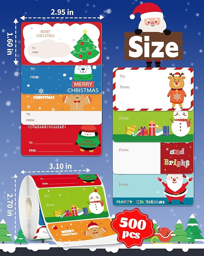 Greingways 500 Christmas Name Tags Stickers - Image 6