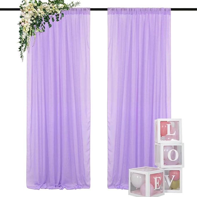 DUOBAO Lavender Chiffon Backdrop Curtain-2 Panels 29"x120" Wide 74cm by 300cm by DUOBAO