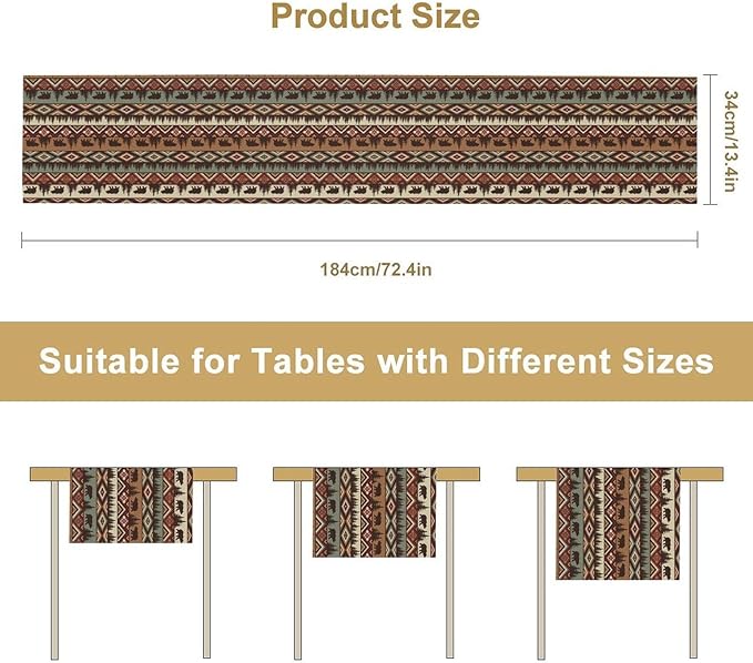 Retro Cabin Table Runner Rustic Bear Forest Farmhouse Lodge Jungle Table Runner - Image 3
