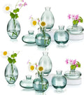 Glass Bud Vases Set of 12, Hewory Cute Green Small Vases Handmade, Mini Glass by Hewory