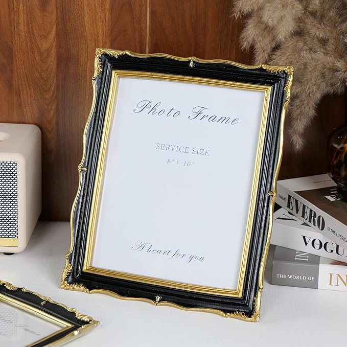 8x10 Black and Gold Picture Frame Vintage Frame, Ornate Textured Hand-Crafted - Image 3
