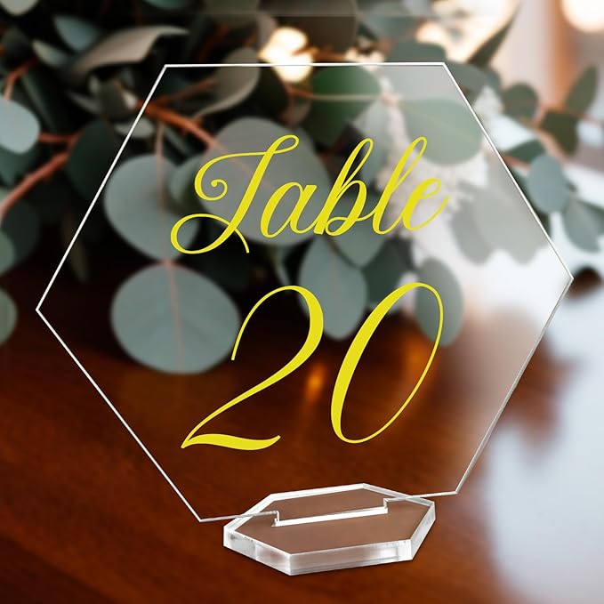 OurWarm Large Acrylic Wedding Table Numbers 1-20, Elegant Printed Calligraphy by OurWarm