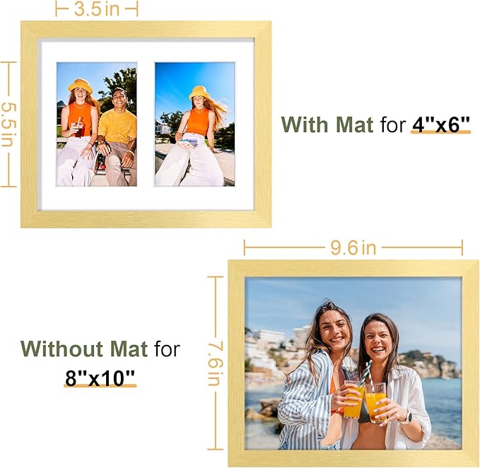 Vittanly 8x10 Collage Picture Frame, Displays 2Pcs 4x6 Pictures - Image 7