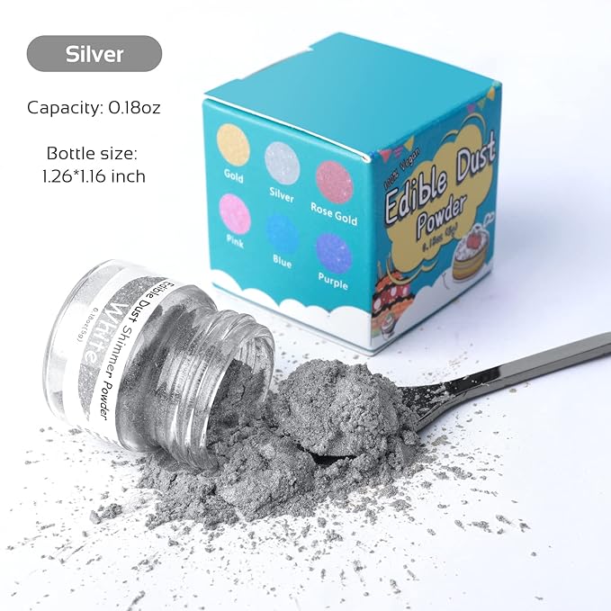 Jelife Silver Edible Luster Dust - Image 2