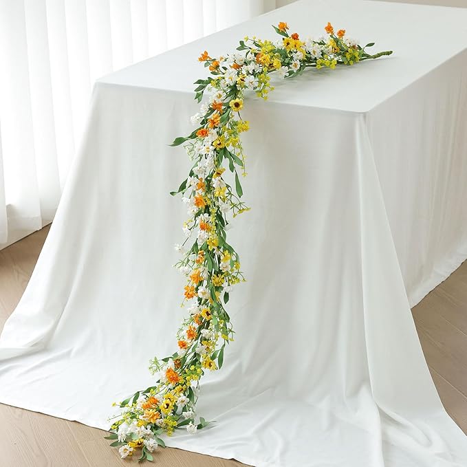 Mizii Artificial Flower Garland 6FT Fake Daisy Floral Garland Daisies Hanging by Mizii