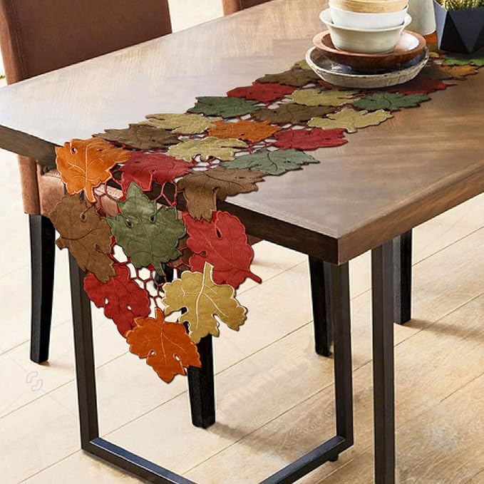OWENIE Fall Table Runner 36 Inches Long, Short Small Thanksgiving Table Runner by OWENIE