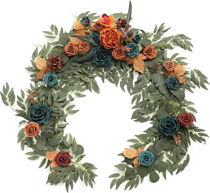Ling's Moment Flower Garland - 6FT Eucalyptus & Rose - Sweetheart Table Decor by LingsMoment