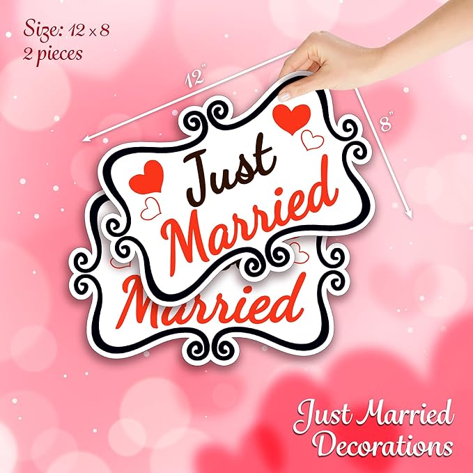 Just Married Car Decorations, 12x8 Magnet Decals - Image 2