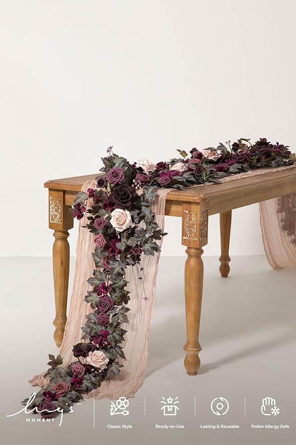 Ling's Moment Flower Garland - 6FT Eucalyptus & Rose - Sweetheart Table Decor - Image 4