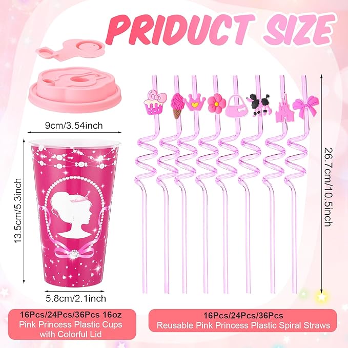Yungyan 16 Sets Hot Pink Girl Party Favors Goodie Cups - Image 2