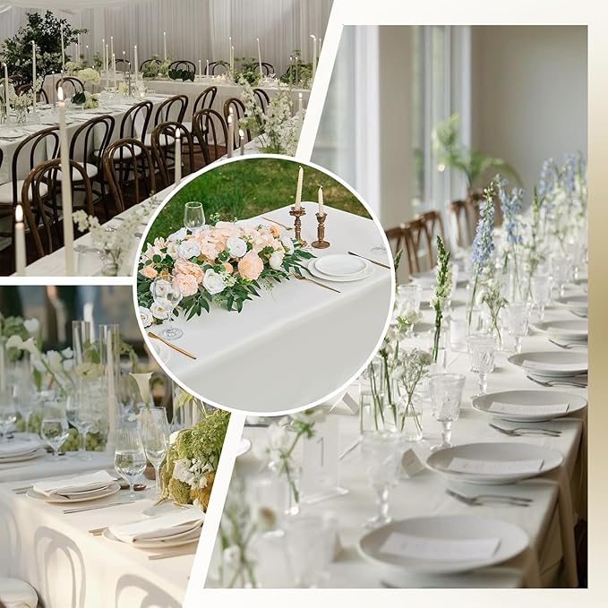 Ivory 6 Pack Polyester Table Cloth 60 x 126 Inch, Rectangle Tablecloths - Image 5