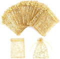 Staruby Organza Gift Bags 100Pcs Gold Sheer Organza Bag 4x6 Inch Mesh Favor by Staruby