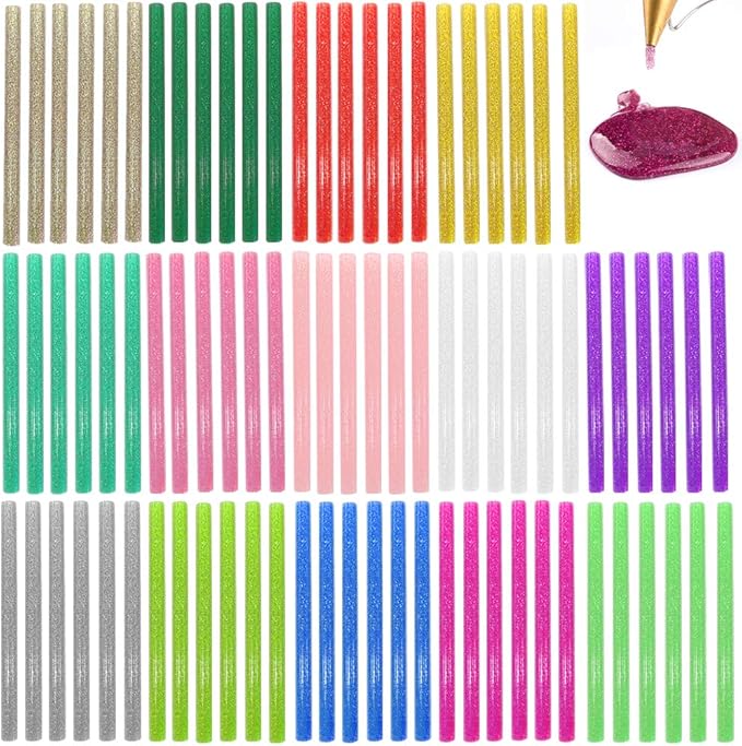 Glitter Hot Glue Sticks for Hot Glue Gun 14 Colors 84 Pack Bulk Colored Glitter by Ewparts