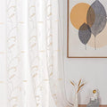 VISIONTEX White Sheer Voile Curtains, Decorative Beige Leaves Embroidery Faux by VISIONTEX