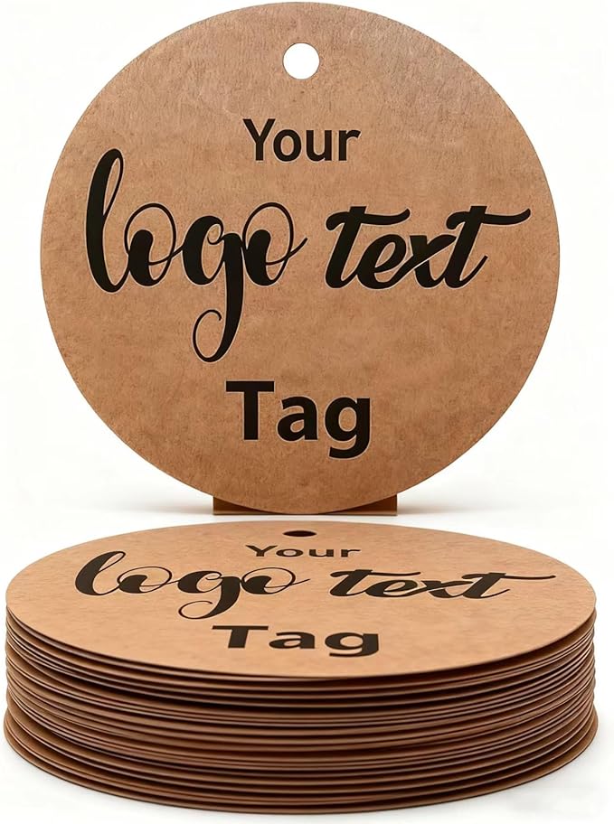 Custom Brown Kraft Paper Tags, Personalized Your Logo and Text Price Hang Tags by Wennikids
