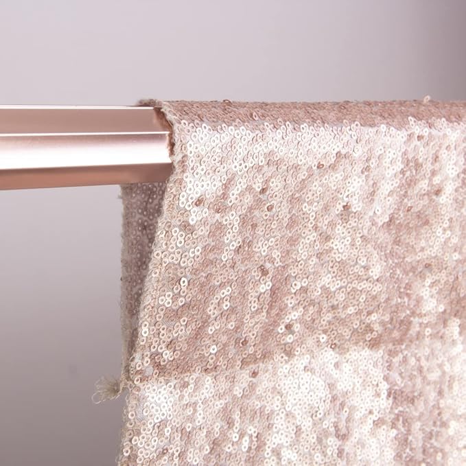 Poise3EHome 8Ft x 8Ft Champagne Sequin Backdrop, Glitter Thick Satin Sequin - Image 4
