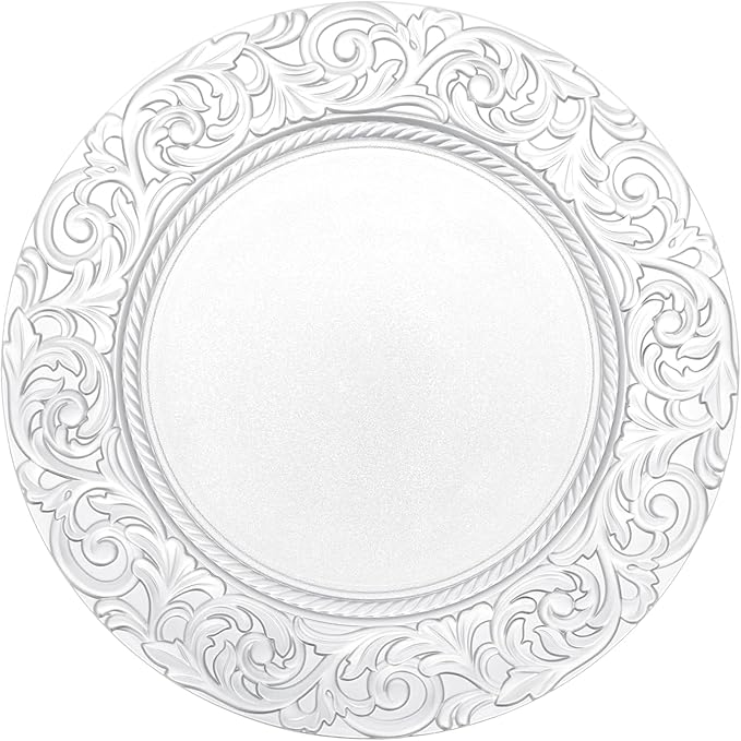 Antique Charger Plates Set, Round Phoenix Pattern Elegant Floral Plates by Unknown