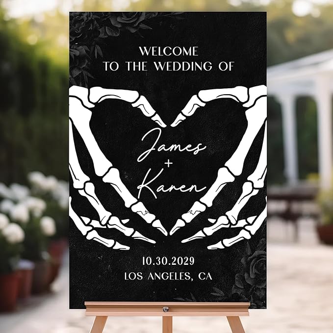 Halloween Wedding Welcome Sign, Gothic Welcome Sign Black Wedding Sign - Image 5
