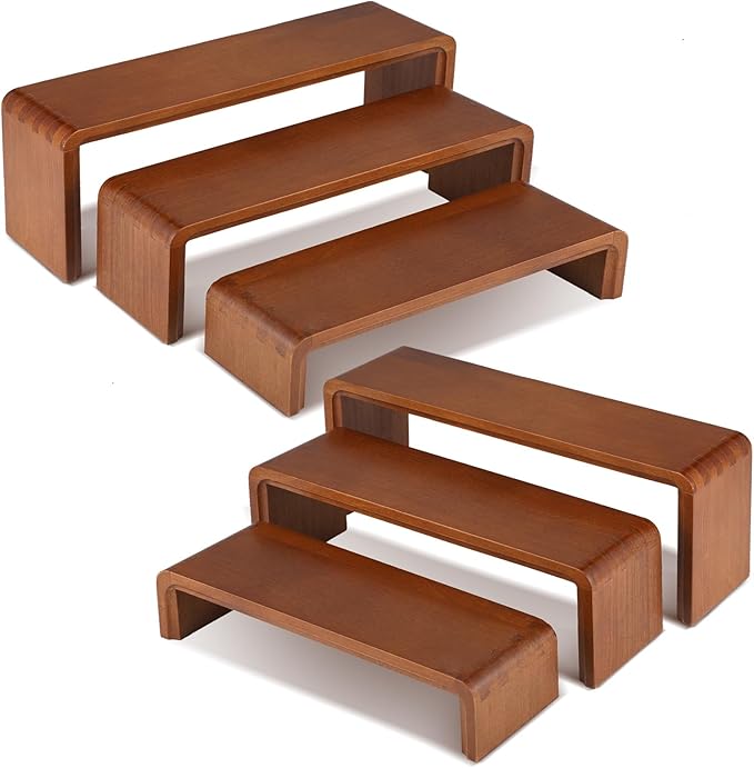 2 Sets, 6 Pieces Total, Wood Risers Display Stand, Cupcake Dessert Cake Stand by Unknown