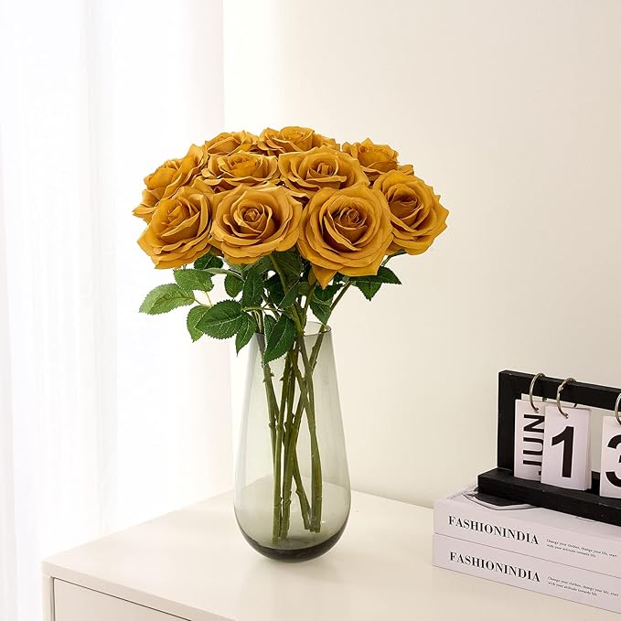 Artificial Rose 10pcs Open Flower Bouquet Faux Rose Stems - Image 3