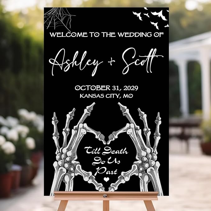 Gothic Halloween Wedding Welcome Sign, Til Death Do Us Part, 4mm Thick Plastic - Image 5