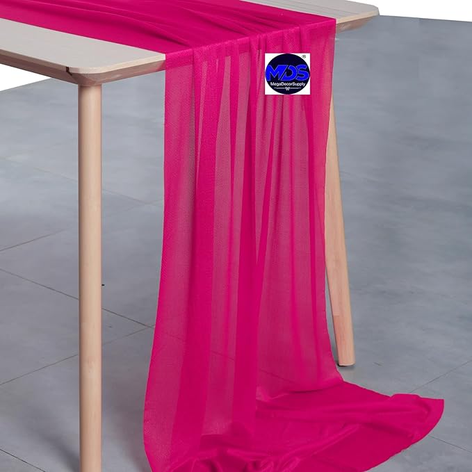 MDS 25 Pack 10ft Chiffon Table Runner 29 x 120 Inches Sheer Wedding Runner - Image 2