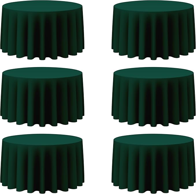 BRILLMAX 6 Pack Hunter Green Round Tablecloths 120 Inch by BRILLMAX