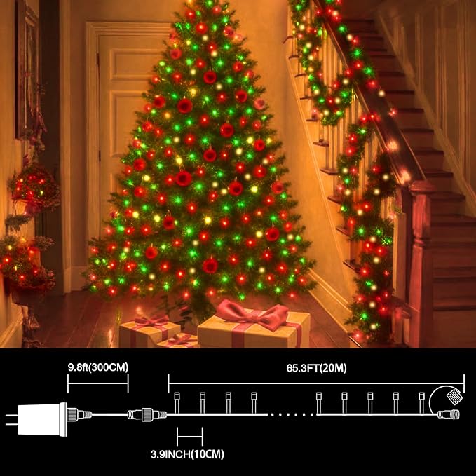 LAMPHOME 66ft Christmas Decorative Mini Lights, 200 LED Transparent Wire Fairy - Image 4