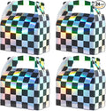 24 Pcs Iridescent Checkered Race Car Party Favor Gable Boxes, Paper Black and by EnjoyYourFunnyParties