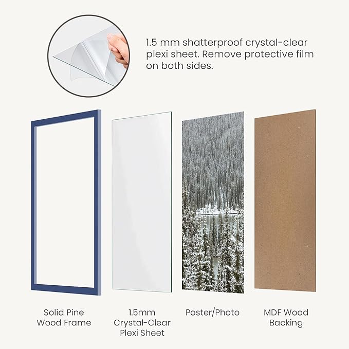Opposite Wall - 12x16 in - Real Wood Blue Picture Frame - Lightweight, - Image 4