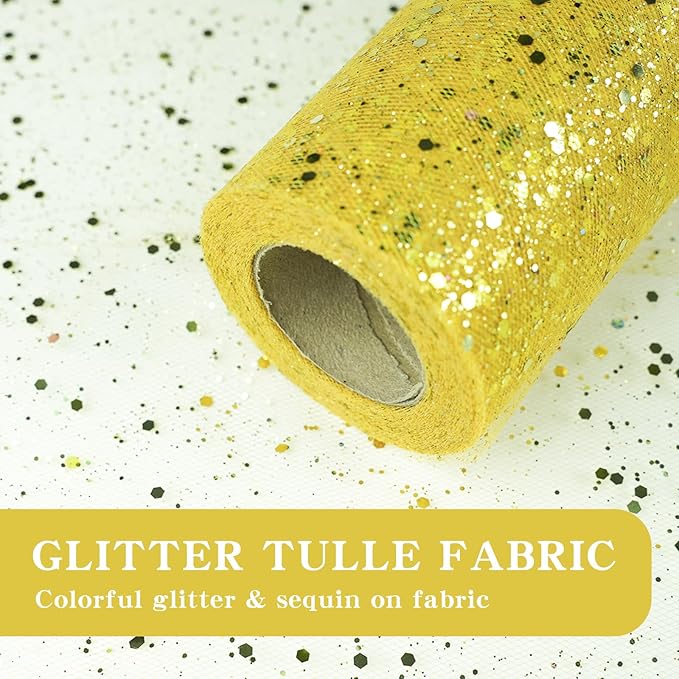 Glitter Tulle Rolls, 6” by 50 Yards Sparkling Tulle Spool Ribbon Sequin Tulle - Image 3