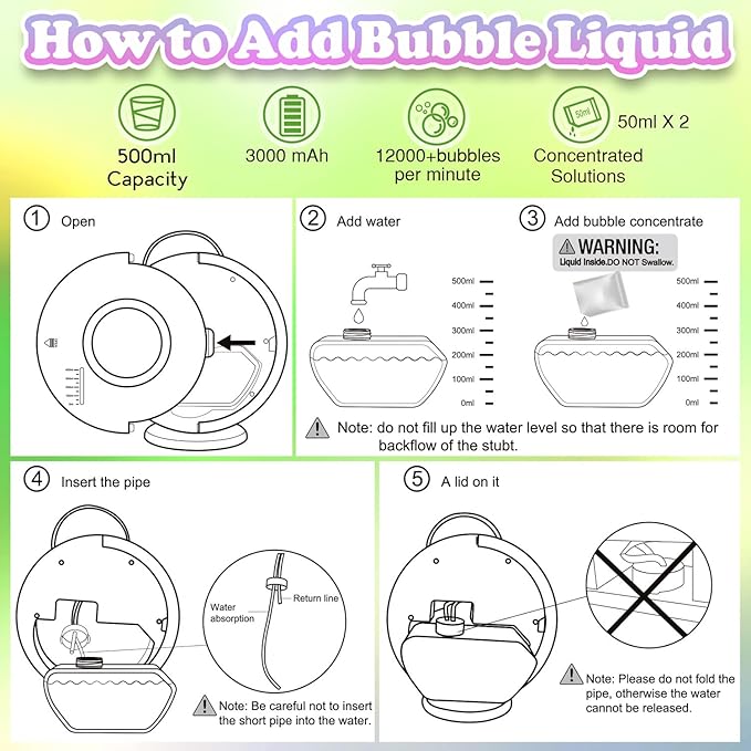 Bubble Machine for Kids Toddlers, Automatic Rechargeable Bubble Machine - Image 2