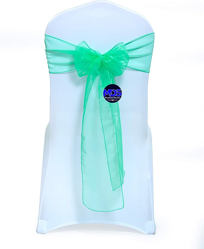 MDS Pack of 25 PCS Organza Chair Sashes Wider Dining Chair Bows Ribbon Tie Back by MDS