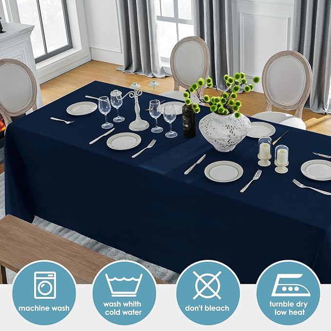 VidaFete Tablecloth 2 Pack 90 * 132inch Rectangle Table Cloth Polyester - Image 4