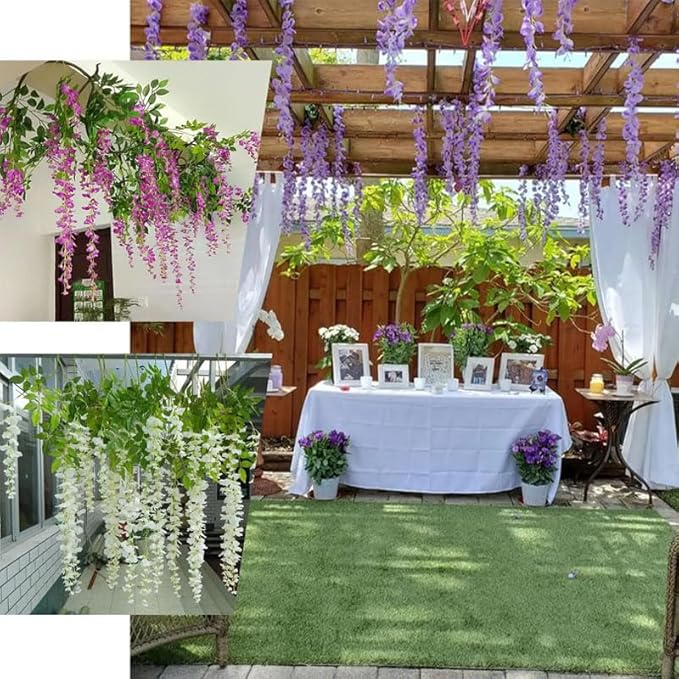 24 Pack Purple Wisteria Hanging Flowers Garland, 3.77 Feet Artificial Flower - Image 5