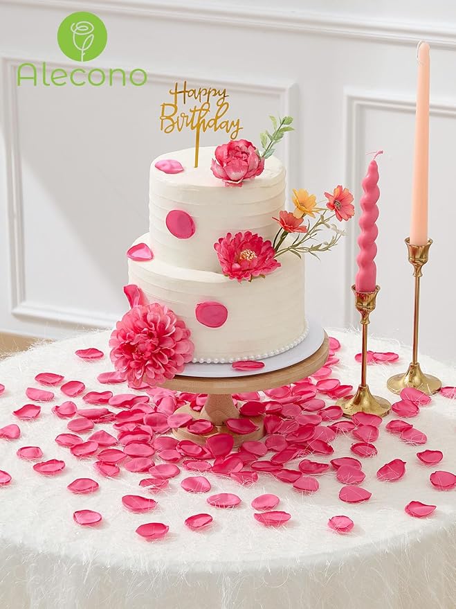 Alecono 400Pcs Silk Rose Petals, Faux Hot Pink Petals - Image 4