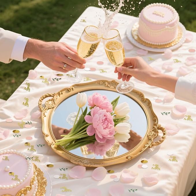 200 Pcs Rose Gold Bridal Shower Decorations, Wedding Table Confetti, Glitter Mr - Image 3