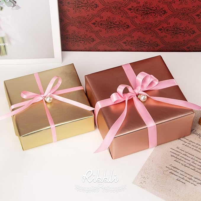 Ribbli Pink Satin Ribbon Double Faced Satin 1/4 Inch x Continuous 100 - Image 3