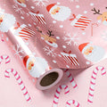 LeZakaa Christmas Pink Wrapping Paper Jumbo Roll, Santa Claus & Candy Cane by LeZakaa