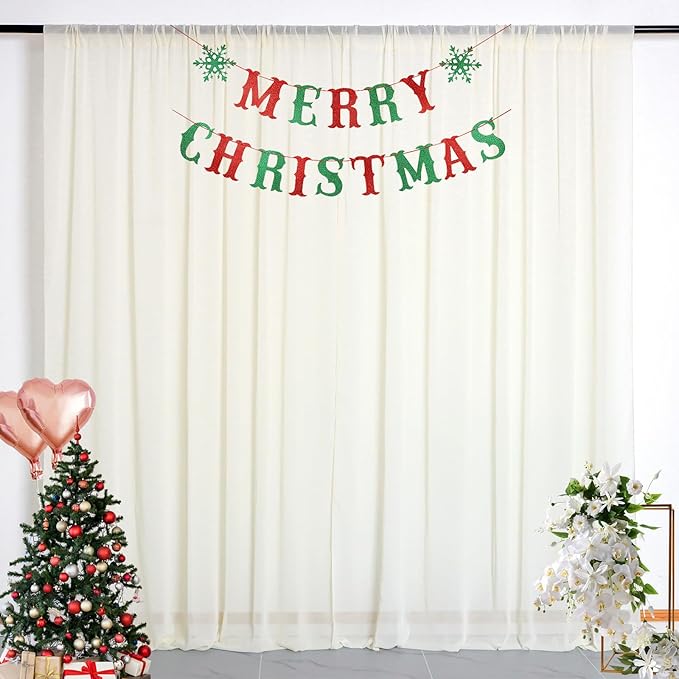 DUOBAO Ivory Chiffon Curtains Baby Shower Background 2 Panels by DUOBAO