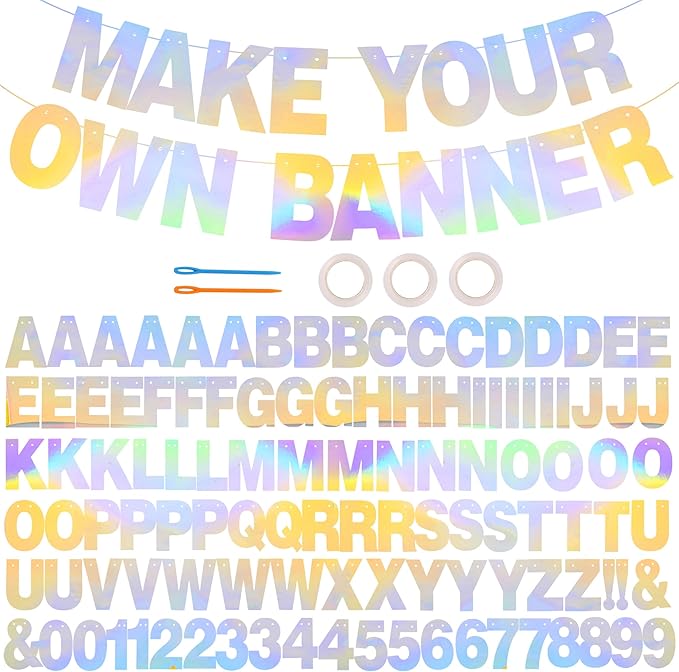 BEISHIDA 116 PCS A-Z Glitter Laser Silver DIY Letter Banner Kit Make Your Own by Beishida