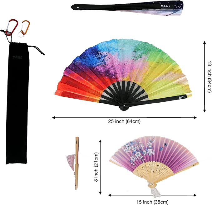 Large Rave Fan - 2 Pack Handheld Folding Fans - Accessories - Image 4