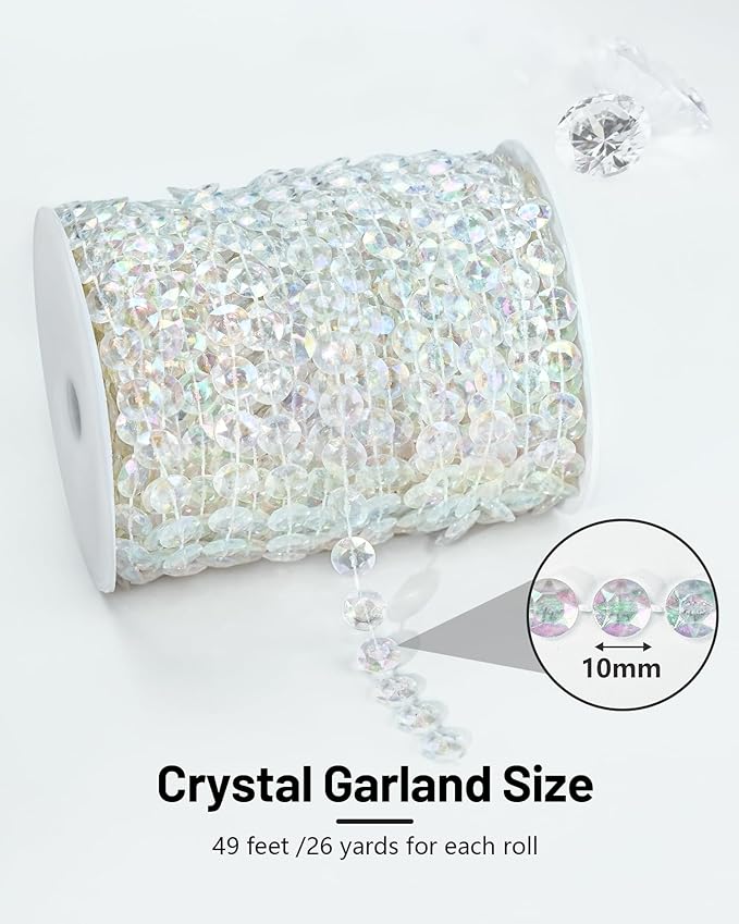 Iridescent Acrylic Crystal Garland, 49FT Diamond-Shaped Beads - Image 2