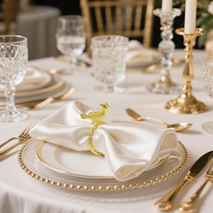 Napkin Rings Set of 8 Gold Bird Napkin Rings - Image 3