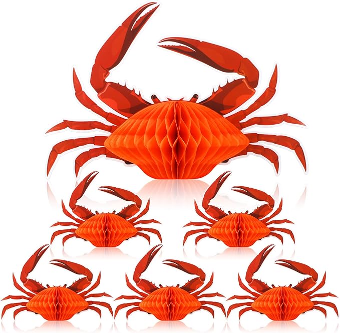 Jetec 6 Pcs Tissue Crab Lobster Honeycomb Centerpiece Hanging Crab Lobster by Jetec