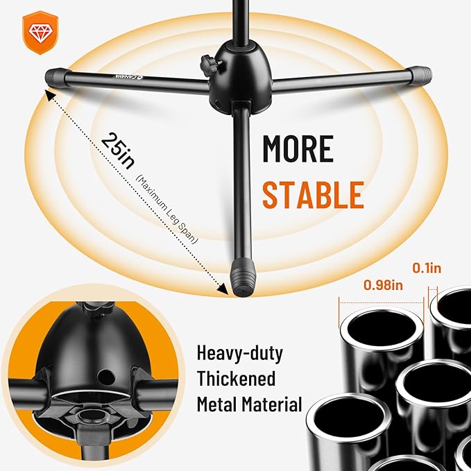 CAHAYA Tripod Microphone Stand: Boom Arm One-Button Release Floor Mic Stand - Image 5