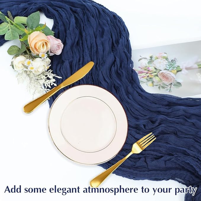 10 Pack Blue Cheesecloth Table Runner -21*120Inch Long Boho Wedding Table Decor - Image 5